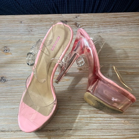 PrettyLittleThing, Pink Support Stilettos Transparent Upper,Cosplay, Coquette - Picture 1 of 7